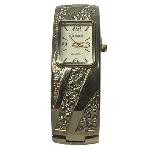 Studio Time Women's Gold Tone Bangle Watch Quartz Rectangle Rhinestone AS‎ IS